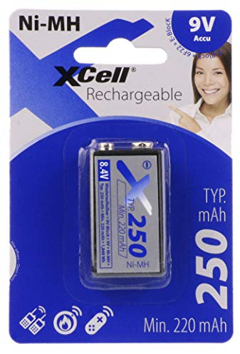XCell 9V-Block Akku (Zellengröße: E-Block, Ni-MH, 9 V, 250 mAh)