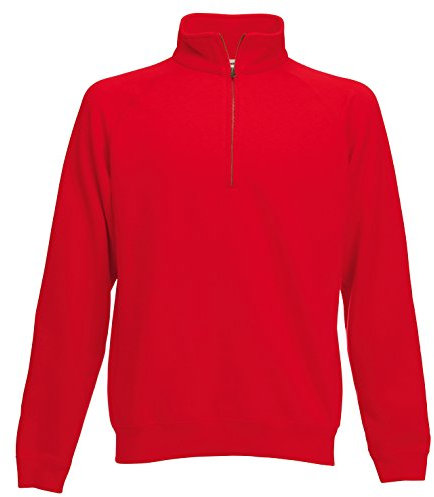 Fruite of the Loom Zip Neck Sweat Shirt, vers.Farben L,Rot