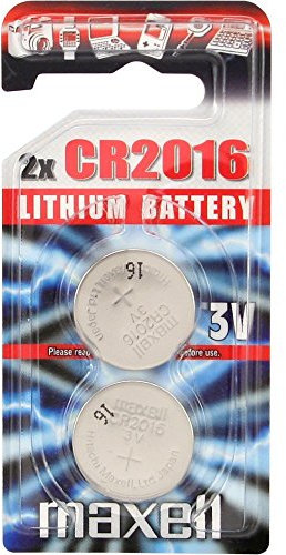 Maxell CR2016 Lithium 3V Non-Rechargeable Battery (Button/Coin, x 2, 75mAh)