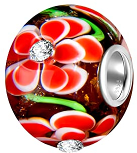 Andante-Stones 925 Sterling Silber Glas Bead Charm Sealife * Salsa * Element Kugel für European Beads + Organzasäckchen