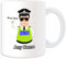 Personalised Gift - British Transport Police Mug (Police Design Theme, White) - Any Name/Message on Your Unique - BTP - Dark/Black Hair Policeman Hat Cap