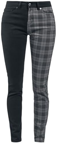 Rock Rebel by EMP Damen schwarz-graue Slim Fit Hose im Tartan Look