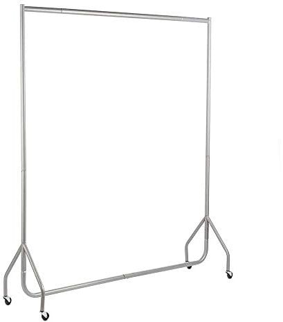 The Shopfitting Shop HEAVY DUTY SILVER GREY Clothes Rail 6ft Long x 5ft High Garment Storage Rack 32mm Steel Tube