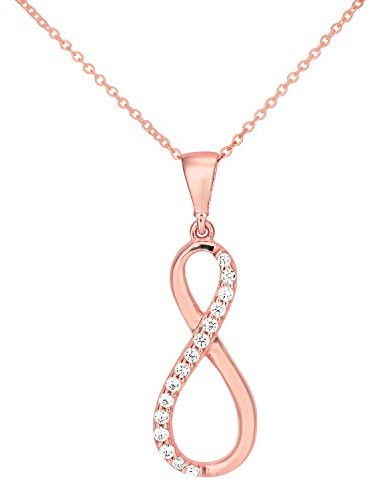 Citerna 9 ct Rose Gold Pendant Necklace with CZ Stones in Figure 8 Design