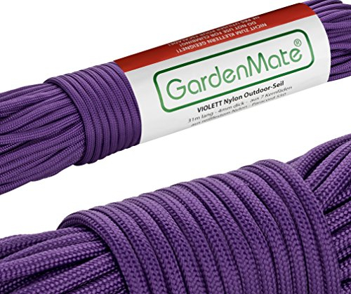 GardenMate Paracord 550 Professionelles Nylon Outdoor-Seil Violett 31m lang 4mm dick - Kernmantel-Seil aus 7 Kernfäden aus reißfestem Nylon