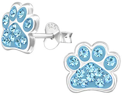 Monkimau Mädchen Ohrringe Pfote Ohrstecker aus 925 Sterling Silver echt Silber mit 24 Kristallen