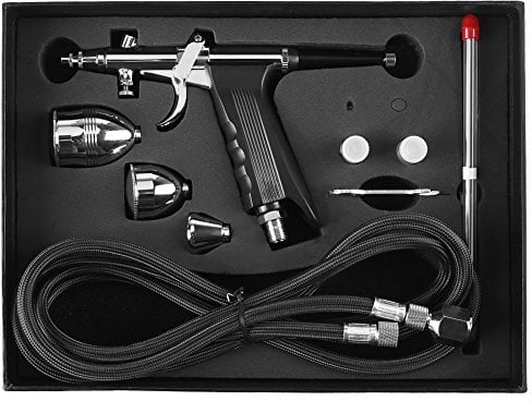 Complete Airbrush Paint Spray Gun Kit with 0.3mm, 0.5mm, 0.8mm Nozzles and Cups Set, Ideal for Model Tools