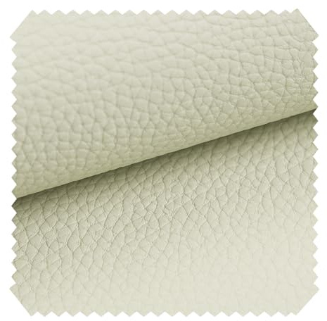 novely® BINAU Kunstleder - Möbelstoff aus Echtleder-Fasern-Kombi - Robuster und Extra Dicker Polsterstoff - Pflegeleichte Meterware 1lfm | Farbe: 02 Creme
