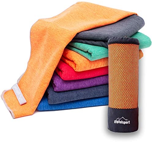 Mikrofaser Handtuch Set - für Sauna, Fitness, Sport I Strandtuch, Sporthandtuch I Orange_Brush Set2: XL (180x80) & S (80x40)