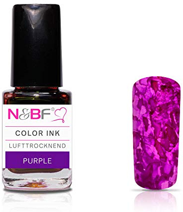 N&BF 12ml Color Ink Nagellack Purple (Lila) | Marmor-Effekt Lack lufftrocknend (dünnviskos) | Aquarell Nail Polish mit Farbverlauf im Marmor Look | Blossoming Blüten Farblack