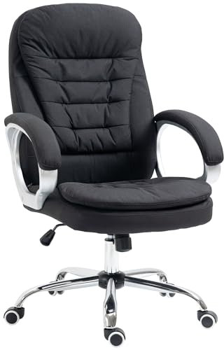HOMCOM Office Chair Computer Chair Executive Office Chair with Height Adjustable, Comfortable Desk Chair for Home Office Fabric Black