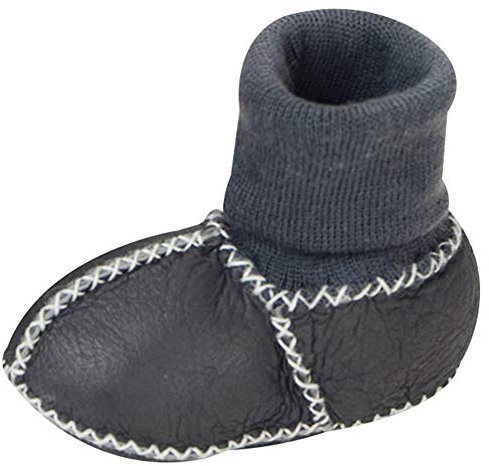 amropi Neonato Ragazze Inverno Stivali da Neve Caldo Foderato Pile Scarpine Primi Passi (Grigio Scuro,6-12 Mesi)