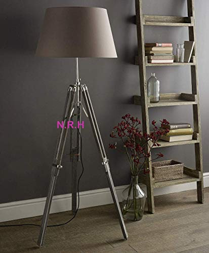Lampadaire sur trépied en bois gris - Décoration d'intérieur (sans abat-jour)