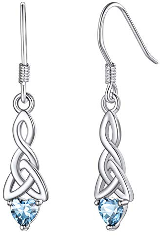 Silvora Drop Earrings Heart Earrings Birthstone Earrings Sterling Silver Jewelry Blue Earrings Dangle Earrings for Women