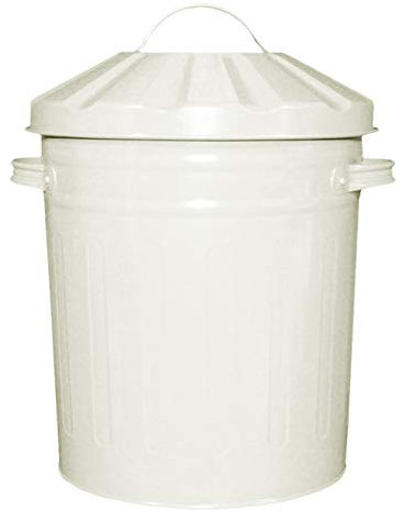 Muddy Hands 15 Litre Small Metal Bin with Lid Recycling Rubbish Waste Paper Dustbin (Cream)