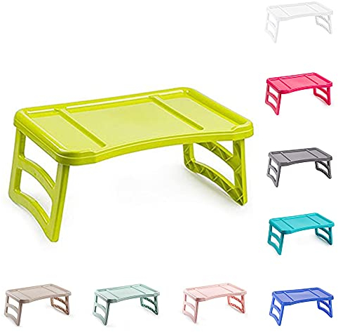 plastific Table pliante avec pieds pour petit déjeuner ou déjeuner au lit | 51 x 33 cm, taille unique (vert)