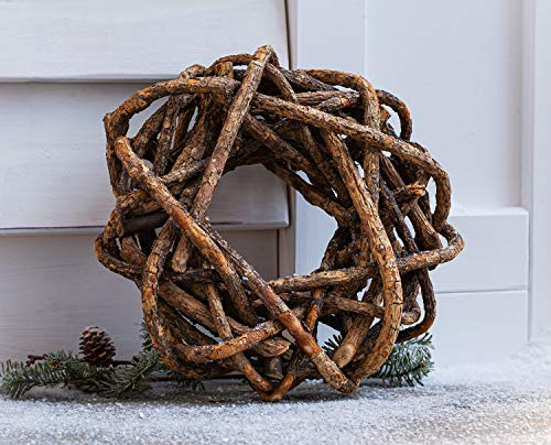 Dekoleidenschaft Rattankranz Natur geflochten, Ø 30 cm, Naturkranz für Wohnzimmer & Balkon, Dekokranz, Holzkranz, Türkranz, Wandkranz, Gartend-Deko für Draußen