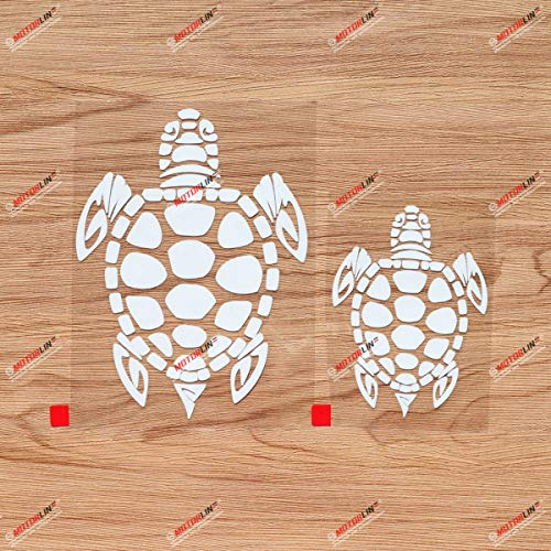 Meeresschildkröte Hawaii Vinyl Aufkleber Sticker - 2er Pack Weiß, 10,2 cm, 15,2 cm - konturgeschnitten ohne Hintergrund für Auto Boot Laptop 08270