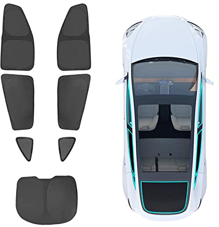BASENOR 7PCS Tesla Modelo Y Parasol Ventanas Laterales Parabrisas Trasero Parasoles Reflectantes Cubiertas a Prueba de Rayos UV y Protección de Privacidad para el Modelo Y 2021-2024