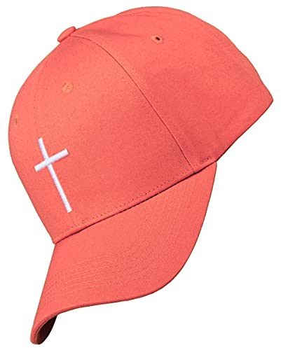 Bexxwell Baseball Cap lachsorange mit Kreuz-Stickerei (optimale Passform, Kappe, orange, lachs, Baseballcap, Cross, Basecap,Unisex)