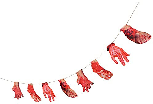 EXCEART 1 Jeu Pendentif Mains Et Pieds Ensanglantés Pieds Sanglants d'halloween Bannière d'horreur d'halloween Guirlande De Fausses Parties du Corps Décoration Photo Plastique Ornement