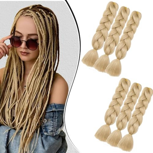 braids extensions blond 24 Zoll 6packs Kanekalon Kunsthaar Haarverlängerung Kunsthaar Zum Einflechten Extension Für Ombre Synthetik Zöpfe Afro Hair für Box Crochet Braid blond