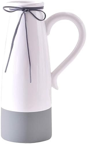 AQUETI Vasen Vase Blumenvase Kreative Keramikvasen Nordic Weiß Und Grau Home Desktop Dekorationen Vase Blumenflasche Tischvase Blumenvasen (Size : 20.5cm)