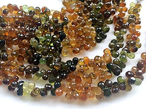 LKBEADS 1 Strand Natural Petro Tourmaline Faceted Teardrops, Tourmaline Beads, Petro Tourmaline Necklace, 4x6mm - 5x7mm 8 Long