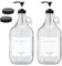 Black Commercial Liquid Laundry Dispenser - Two Half Gallon Glass Jugs for Fabric Softener, Liquid Soap and Bleach - 64 oz