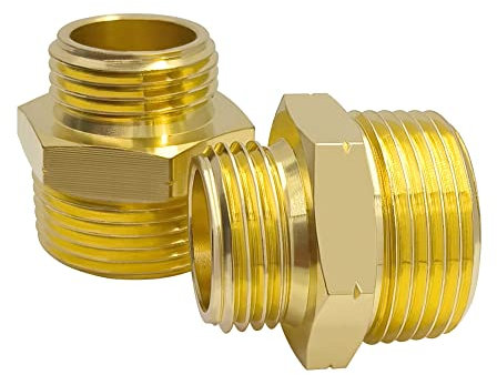 Hooshing Lot de 2 raccords mâles en laiton de 1,9 cm GHT mâle x 2,5 cm NPT mâle pour tuyau d'arrosage vers raccords de tuyau d'arrosage