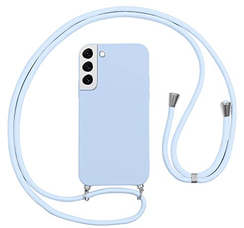 Vauki Coque pour Samsung Galaxy S22 Plus 5G avec Cordon,Etui Silicone Souple Antichoc Housse avec Collier Bandoulière Chaîne Lanière,Téléphone Étui Case Cover de Protection pour Samsung S22+, Lila