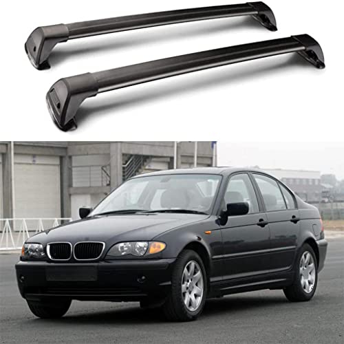 HOWENG Barres Toit Voiture Rail Cross Aluminium,pour BMW 3 Series E46 4 Door Sedan 1999-2004 Rails Support Barre Transversale Automatique Porte-Bagages sur Toit Support Vélo Transport Supérieur