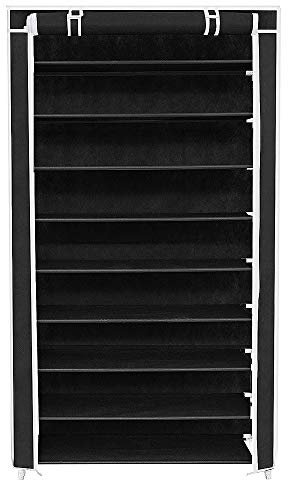 RELOVE Armoire de Rangement Pliable Armoire à Chaussures en Tissu Pliante penderie avec 10 Etagères pour 40 Paires de Chaussures– Garde-Robe Placard Camping (88 * 28 * 160 cm (9 Couches))