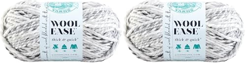 Lion Brand Yarn Company 1-Piece Wool-Ease Thick and Quick, Marble, Grey, one Size, 640-505 (Pack of 2)