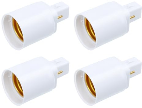 TOVINANNA Adaptateur De Douille D'Ampoule G24D Vers E27 À 2 Broches Convertisseur De Douille D'Éclairage En Pbt Lot De 4 Pour Ampoule Led Halogène Et Filament