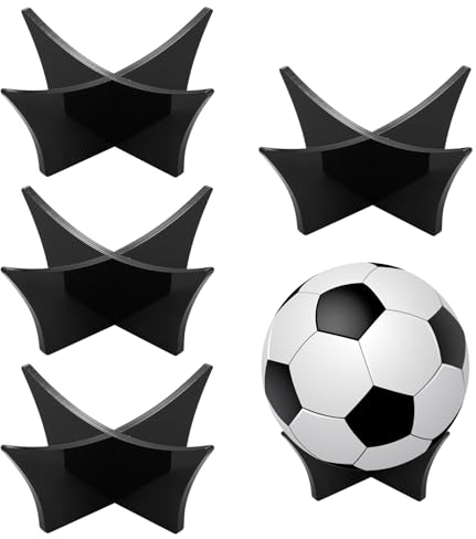 qxayxa 4 Stück Acryl Ballhalter, Ballständer Ballhalterung für American Football Fussball Basketball Volleyball Handball Bowling Acrylständer Ball Halter Ständer - Schwarz