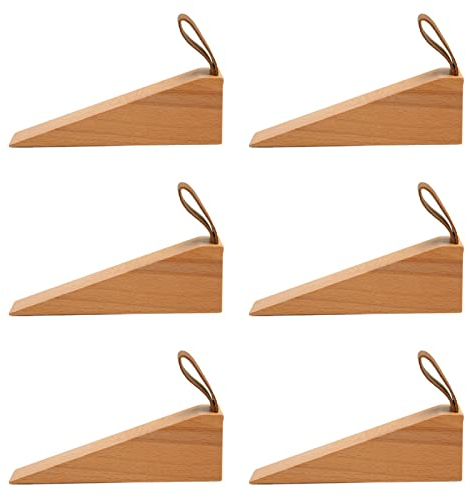 Nachukan Cale De Butée De Porte en Bois, Butées De Porte De Pompier pour Maison Appartement, Butées De Cale De Porte Compactes Et Brillantes 6 Pièces, Butées De Porte en Bois pour Portes Intérieures