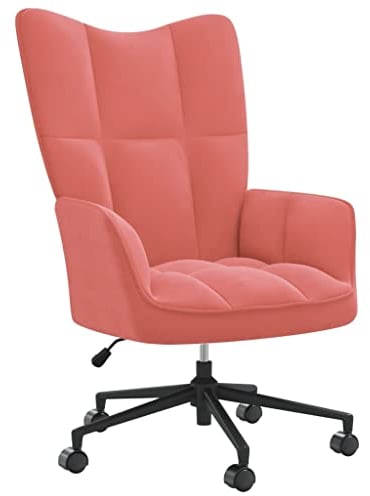 vidaXL Relaxsessel mit Rollen Höhenverstellbar Drehbar Fernsehsessel Polstersessel Polsterstuhl Relaxstuhl Sessel Ohrensessel Wohnzimmer Rosa Samt