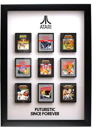 Official Atari 3D Wall Art, Authentic Cartridges Collection for Gaming Setup, Gamer Wallpaper, Gaming-Room Decor and Wall Stickers, Black Frame - ThumbsUp!