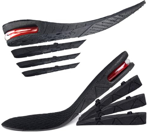 4 lager upphöjda innersulor, höjdjusterbara innersulor 3 – 9 cm, höj innersula med luftkudde Elevator-kits, insatser för män och kvinnor, dold innersula som gör dig större