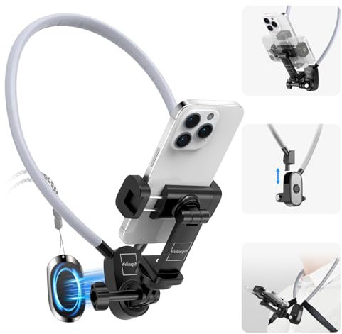 TerchPilet Neck Holder for Action Camera & Phone - Hands Free! - for Recording POV Video Vlog, Neck Tripod Chest Mount Compatible with GoPro DJI Insta360 iPhone Samsung Android Phones