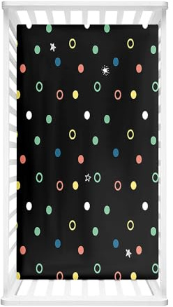 Hiseng Baby Spannbettlaken Bettlaken für Runde & Eckige Matratzen, Weiche Mikrofaser Spannbettlaken Kinderwagen Unisex Matratzenschoner für Beistellbett & Kinderwagen (80x160cm,Schwarz 1)