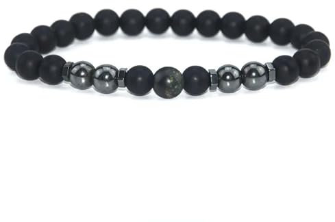 GAYEGF Bracelet de cheville en obsidienne noire réglable avec aimant pour homme et femme, Pierre