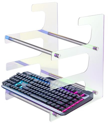 3-Tier Acrylic Keyboard Organiser - Multi- Mechanical Keyboard Stand - Vivid Display Stand for Three Keyboards - Modern, Elegant Acrylic Storage Solution