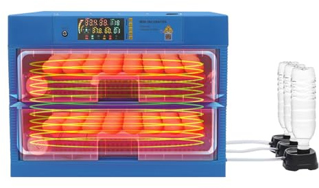 Inkubator Hühner Vollautomatisch 128 Eier Brutautomat mit Externer Wasserzugabe mit LED-Anzeige und Eier-Schießlicht Temperatur und Feuchtigkeit Automatisch Dualer Stromversorgungsmodus Brutkasten