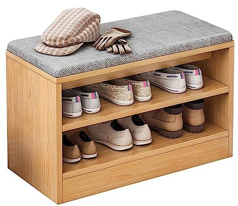 Rustikale schmale Schuhbank mit Sitz, kleiner Schuhschrank (42 cm/60 cm)