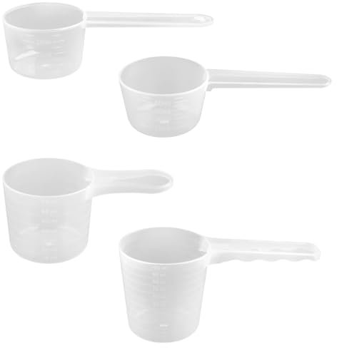 Lotsdonxia 4-Piece Transparent Plastic Measuring Spoons Set - Dosing Spoons 100ml, 70ml, 50ml, 40ml for Milk Powder, Protein Powder, Flour, and Detergent