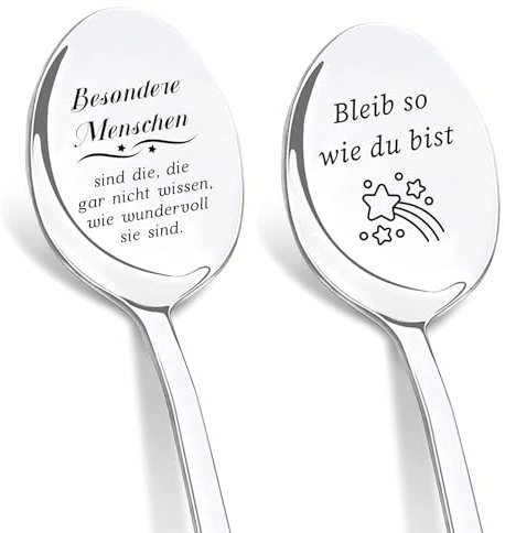 DIKARIYA Abschiedsgeschenk für Lehrerin, 2er Kaffeelöffel mit Gravur, Liebeslöffel Beste Kollegin Besondere Geschenk zum Abschied Dankeschön Geschenke für Erzieherin Kollege Frauen Männer Freundin