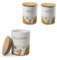 MA MAISON Tris di Sale, Zucchero e Caffè in Ceramica con Tappo in Legno- Dimensioni compatte 10x13 cm - Elegante e Pratico per la Conservazione degli Alimenti con Stile (Rose, Tondo)