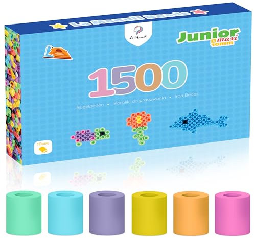 La Manuli Große Bügelperlen 10mm - 1500 Stück XL Steckperlen für Kinder ab 3 Jahren, Nachfüllset Bastelperlen (Pastell farben)